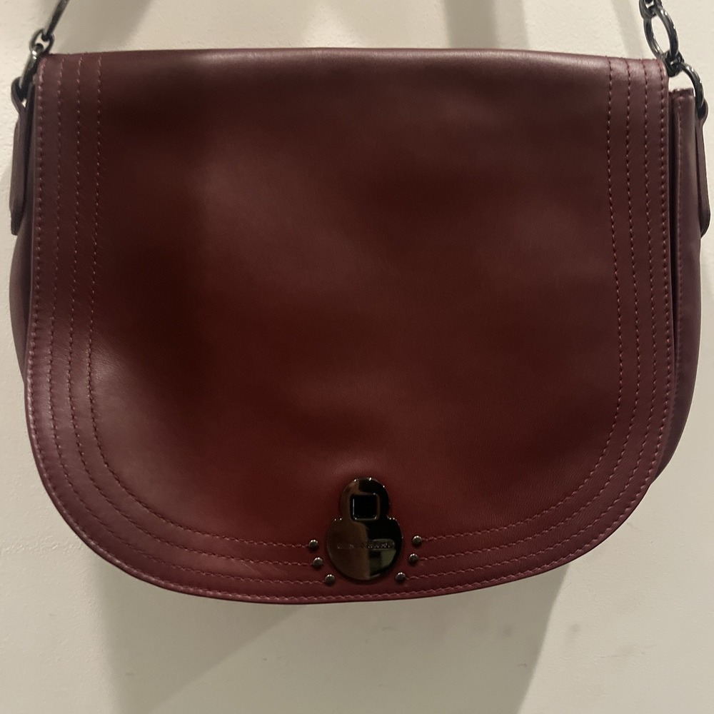 LONGCHAMP Leather Shoulder Bag Bordeaux Studs 30a
